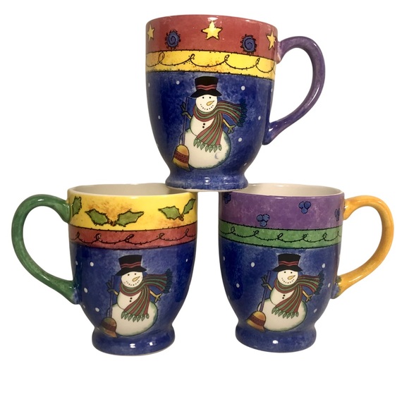 SANGO Sweet Shoppe Christmas by Sue Zipkin Snowman Box of 3 Mugs #3041-50 - Picture 3 of 9